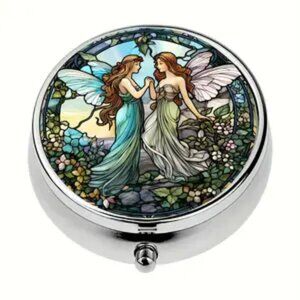 1pc.  Fairies Pill Box & Mirror Inside
